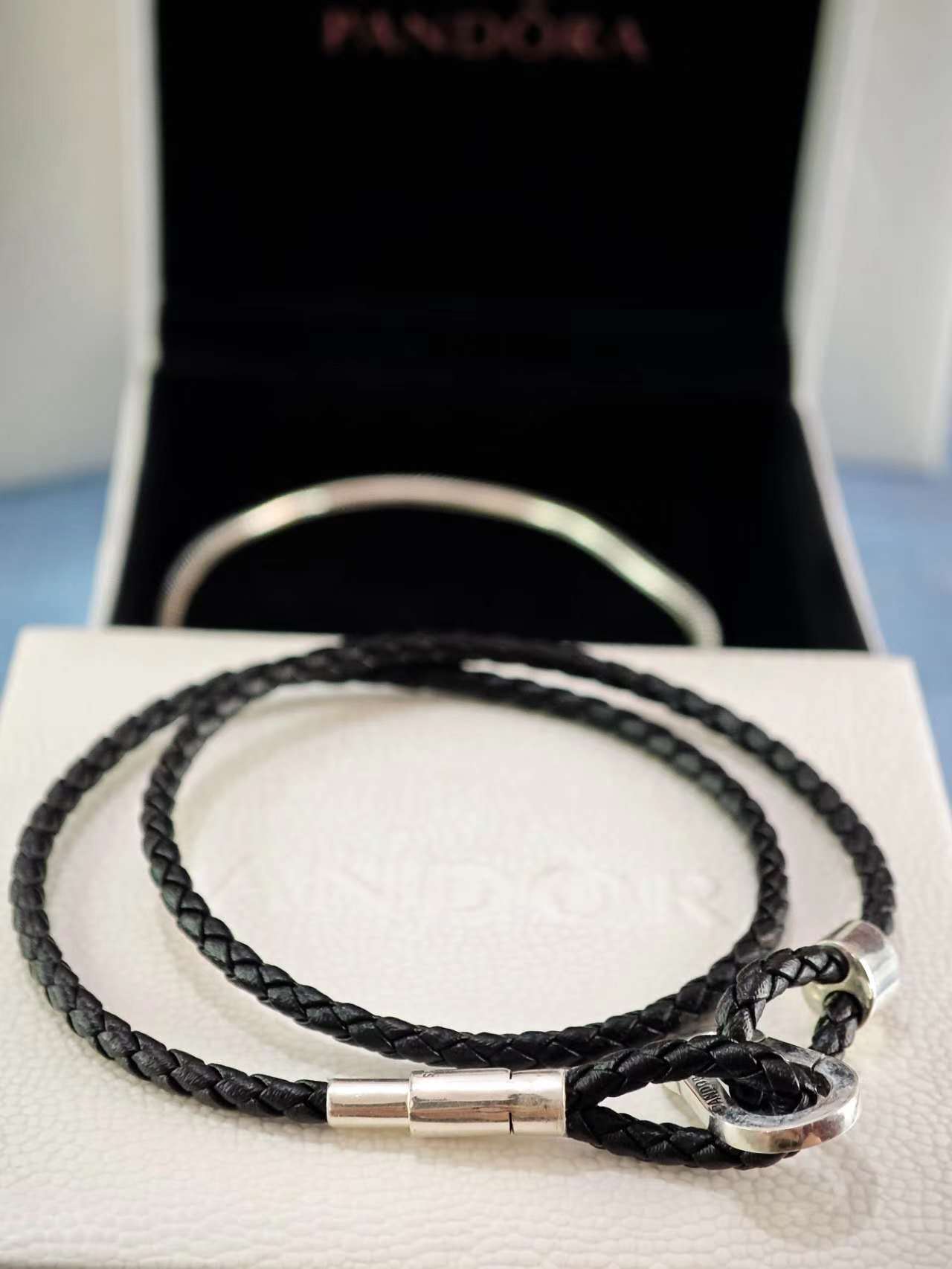Moments Brown Braided Double Leather Bracelet