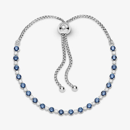 Blue and Clear Sparkle Sliding Bolo Bracelet