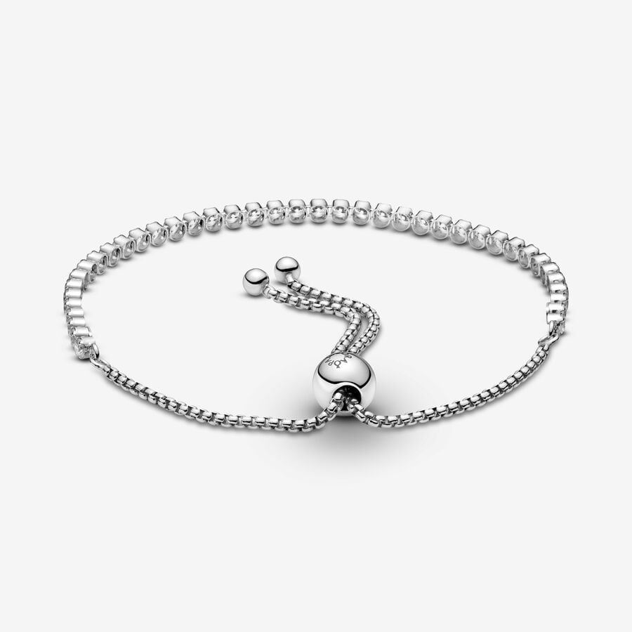 Sparkling Slider Tennis Bracelet Sterling silver Adjustable