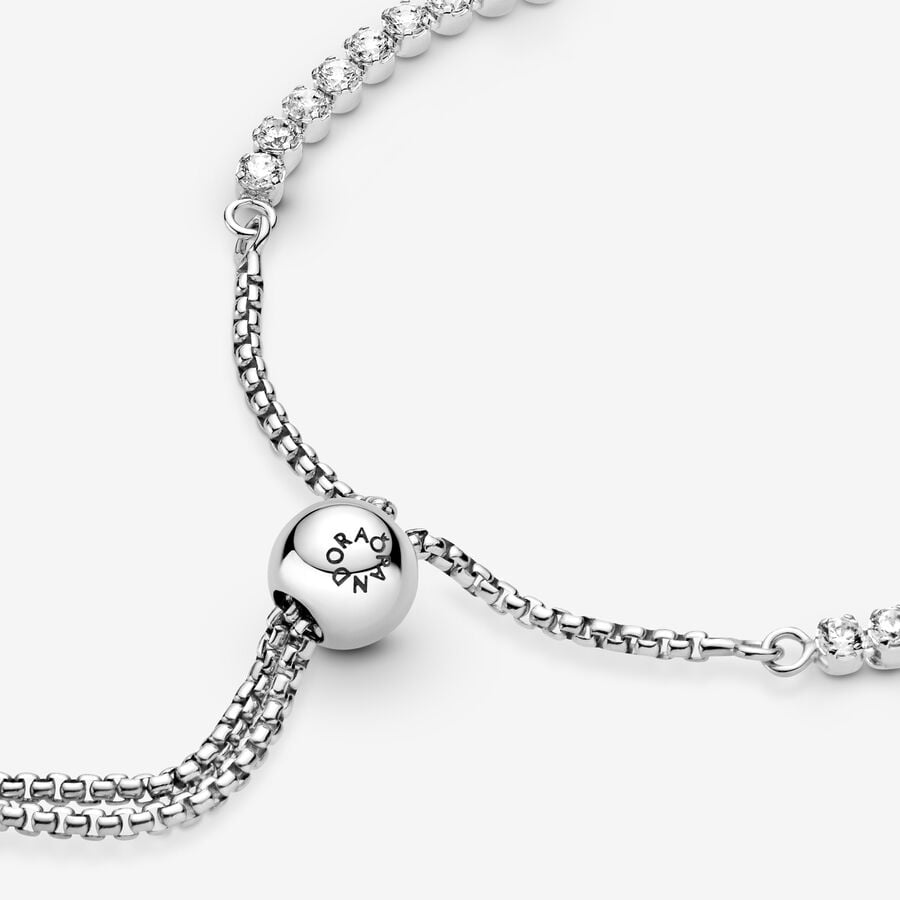Sparkling Slider Tennis Bracelet Sterling silver Adjustable