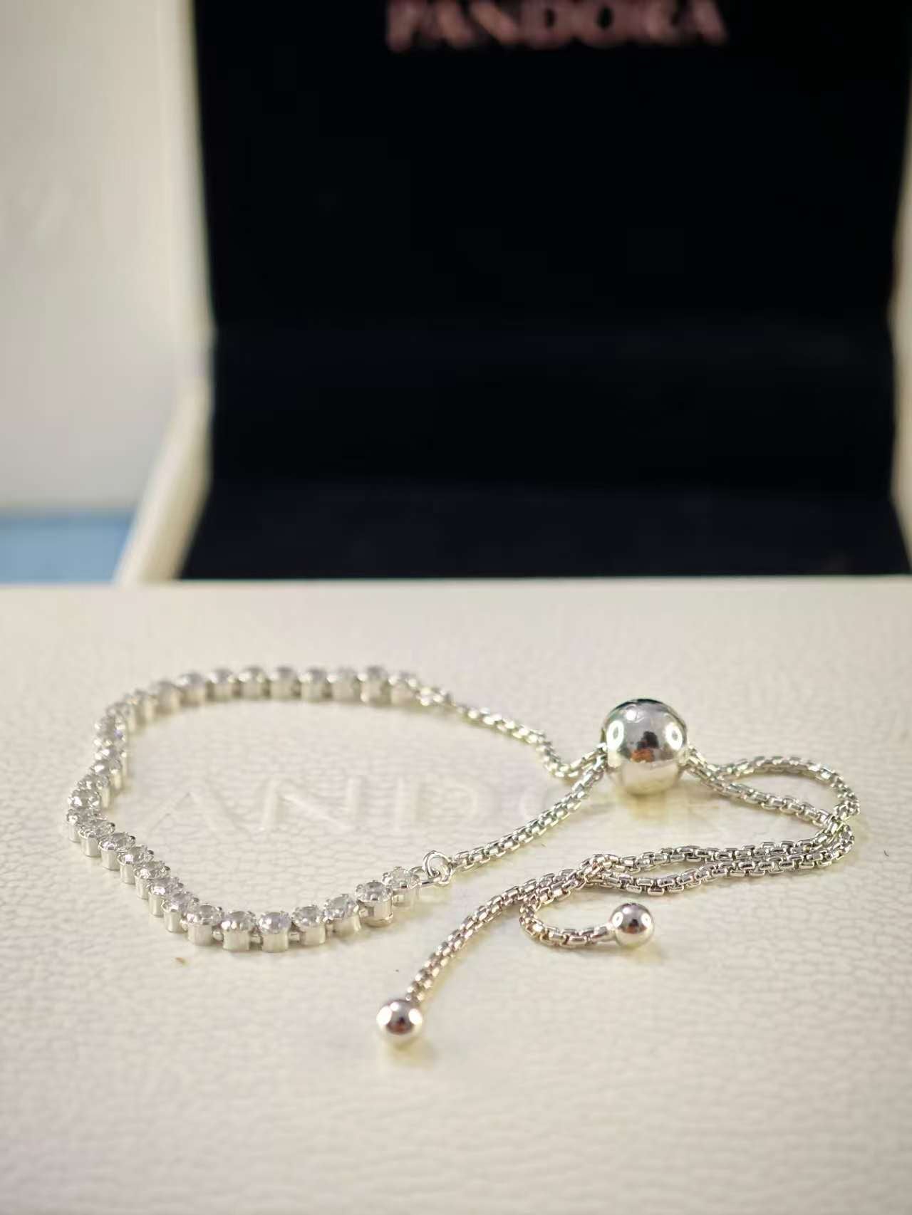 Sparkling Slider Tennis Bracelet Sterling silver Adjustable