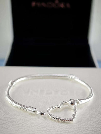 Moments Heart Closure Snake Chain Bracelet Sterling Silver