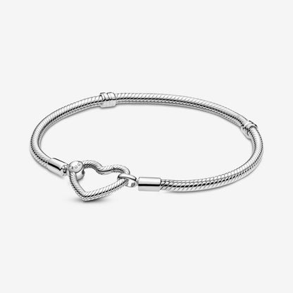 Moments Heart Closure Snake Chain Bracelet Sterling Silver