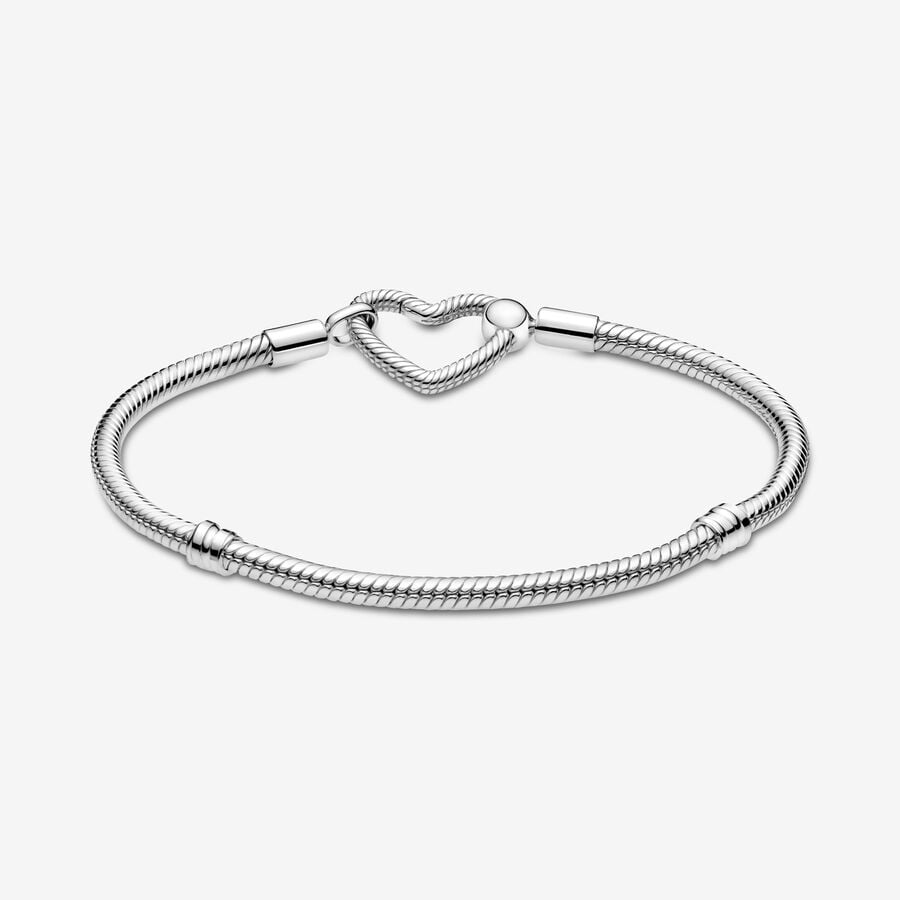 Moments Heart Closure Snake Chain Bracelet Sterling Silver