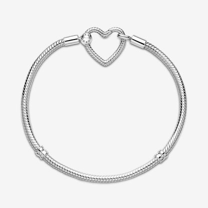 Moments Heart Closure Snake Chain Bracelet Sterling Silver