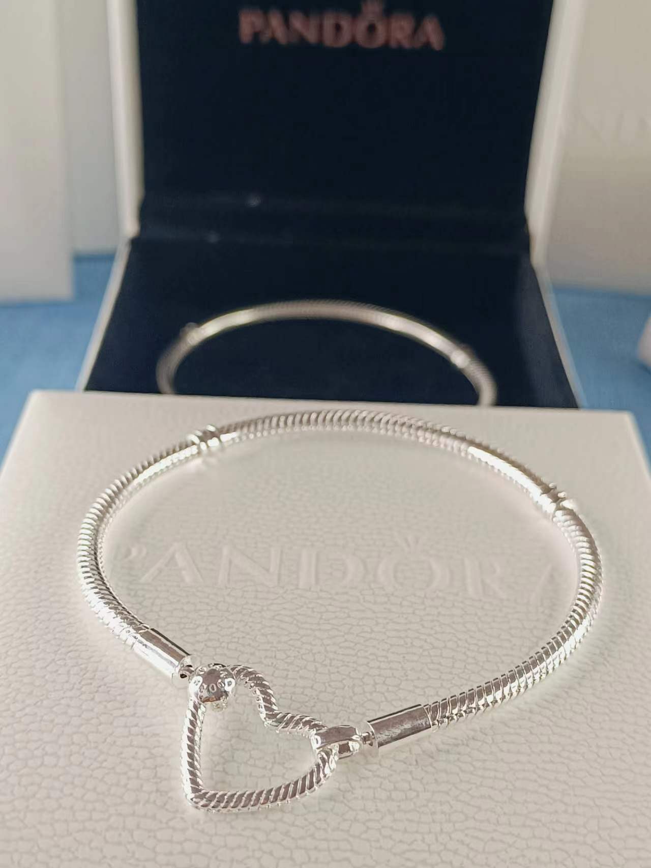 Moments Heart Closure Snake Chain Bracelet Sterling Silver