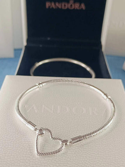 Moments Heart Closure Snake Chain Bracelet Sterling Silver