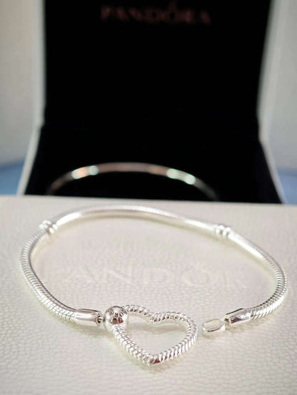 Moments Heart Closure Snake Chain Bracelet Sterling Silver