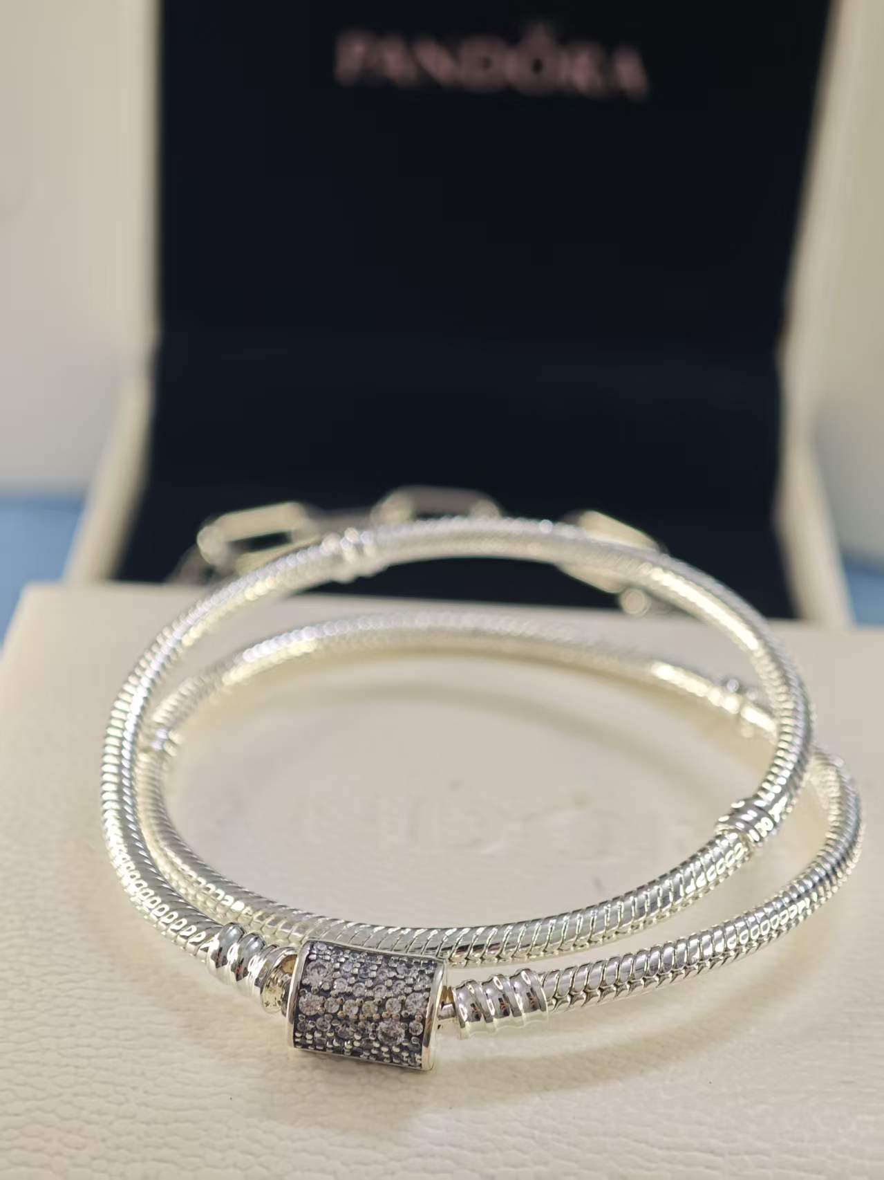 Double Wrap Barrel Clasp Snake Chain Bracelet/Necklace