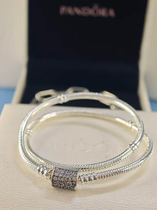 Double Wrap Barrel Clasp Snake Chain Bracelet/Necklace