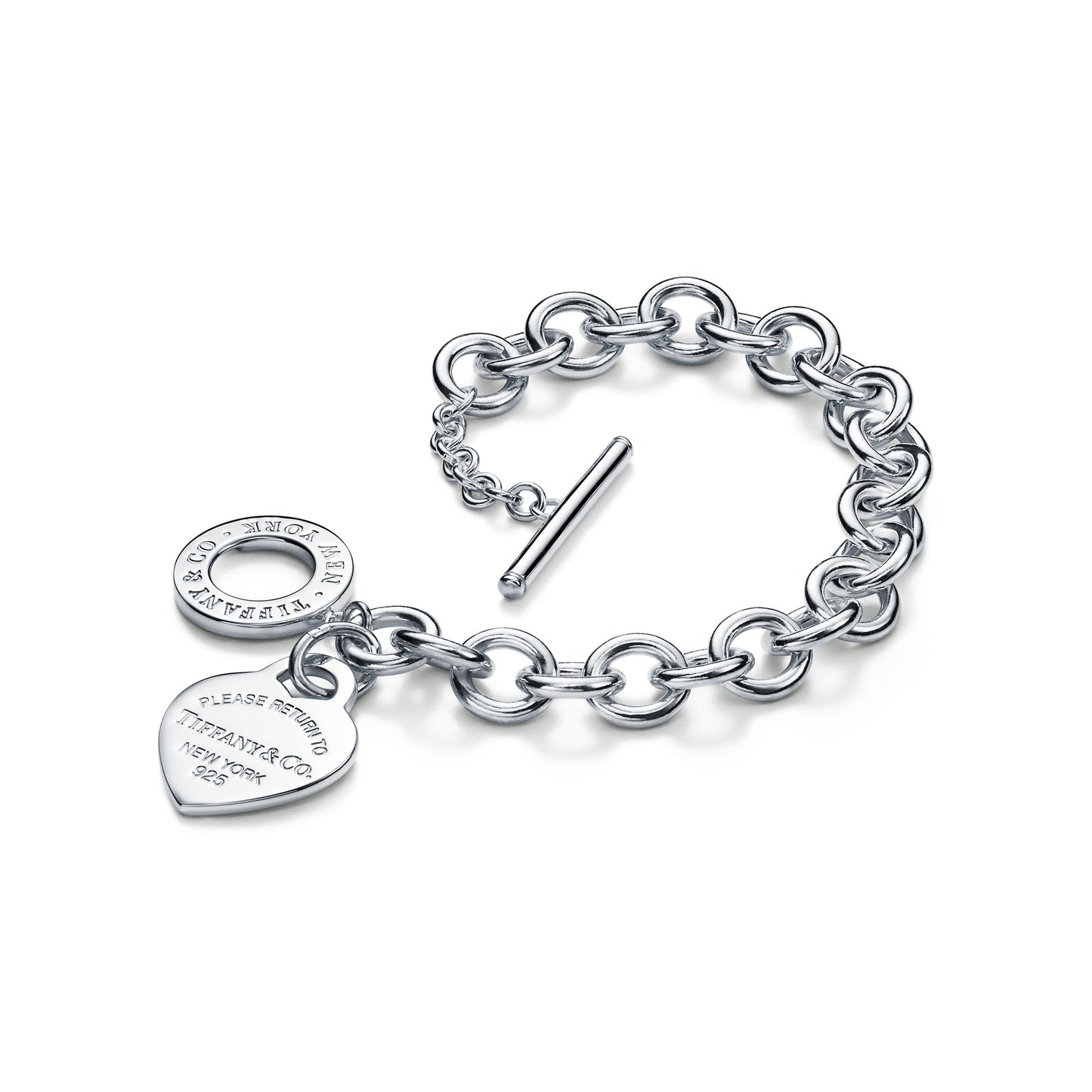 Heart Tag Toggle Bracelet in Silver