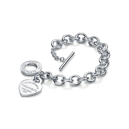 Heart Tag Toggle Bracelet in Silver