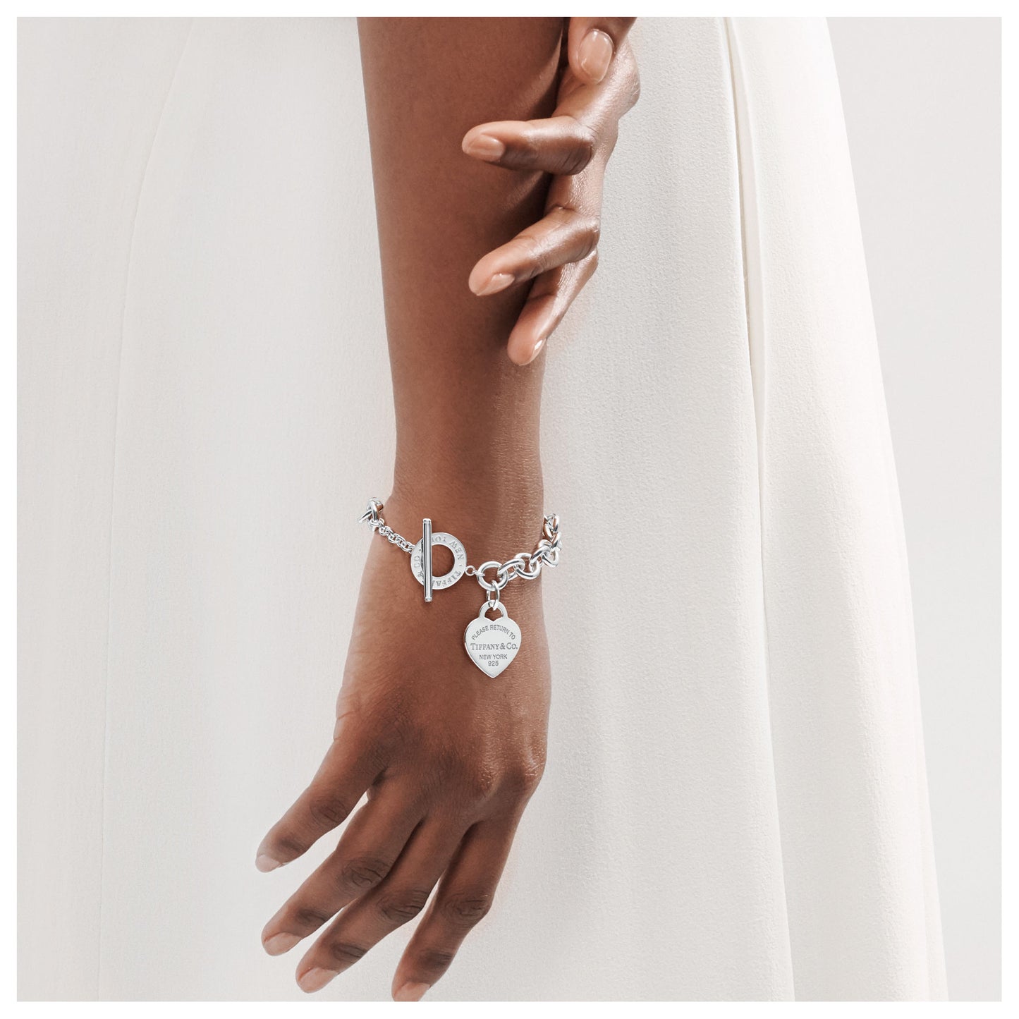Heart Tag Toggle Bracelet in Silver