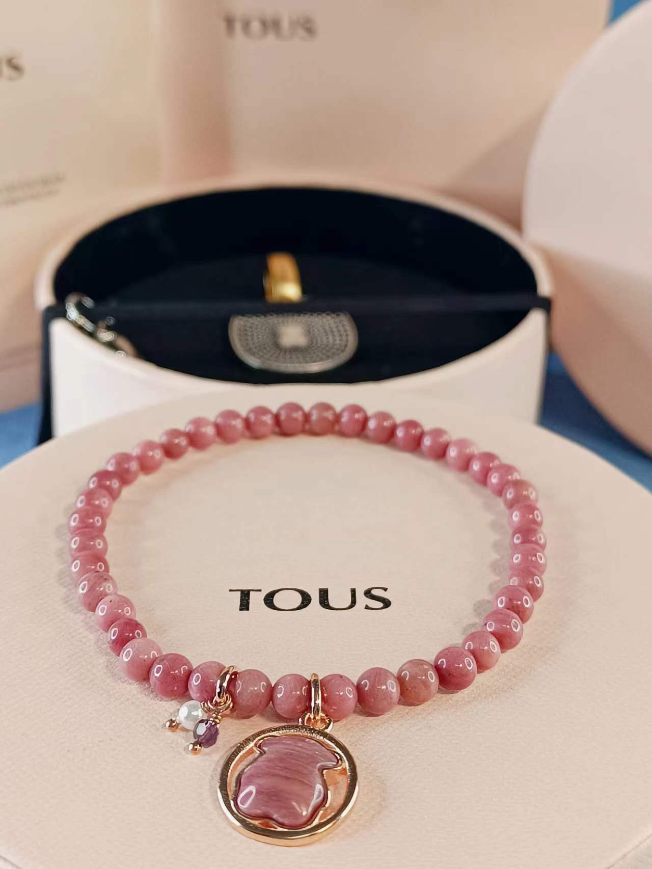 Rose Vermeil Silver Camille Bracelet with Rhodonite, Iolite and Pearl
