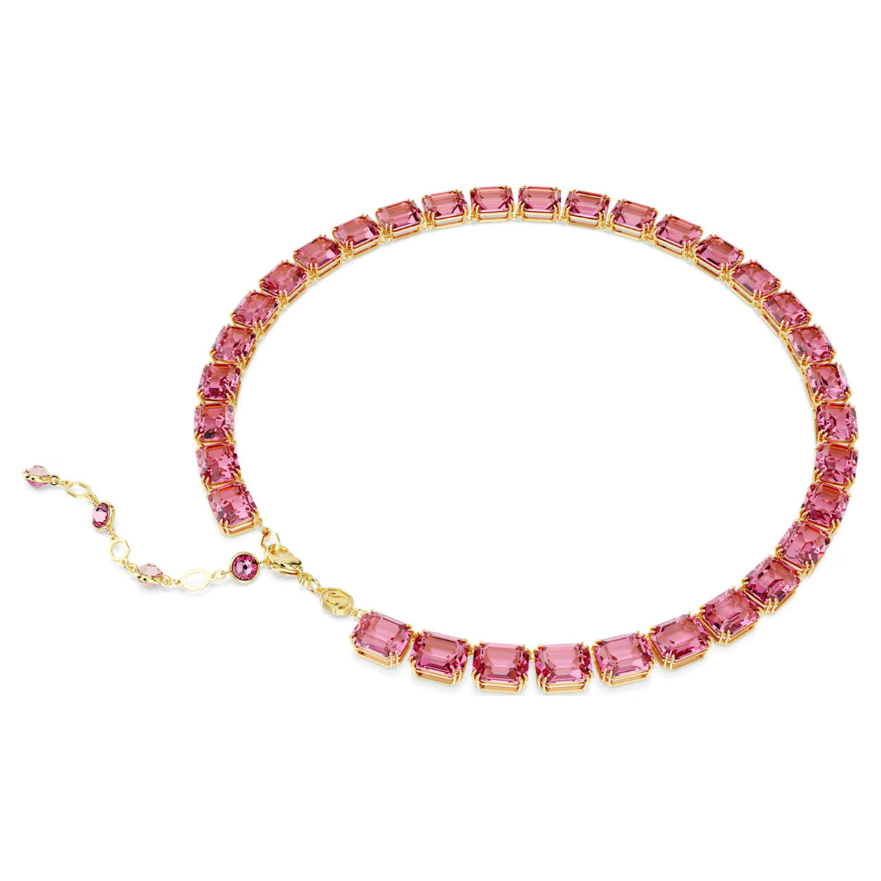 Millenia necklace, Octagon cut, Pink, Gold-tone plated