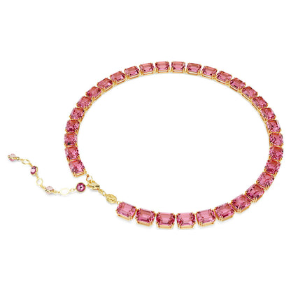 Millenia necklace, Octagon cut, Pink, Gold-tone plated