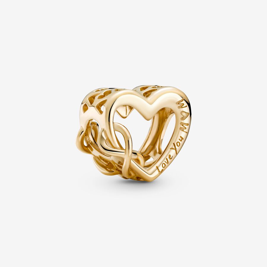 Gold Love You Mom Infinity Heart Charm