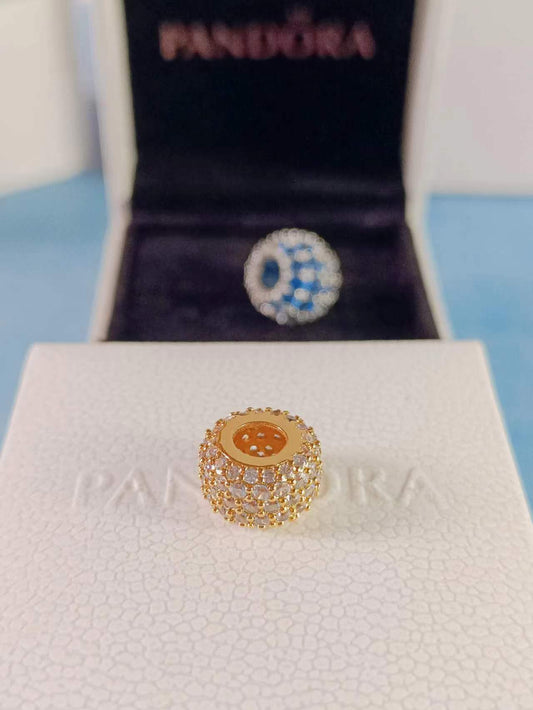 Sparkling Pavé Triple-row Charm Gold Plated