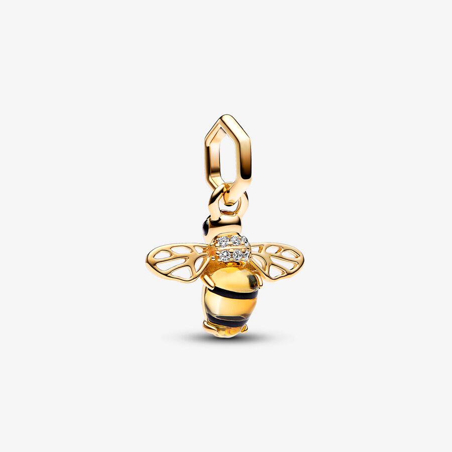 Gold Sparkling Bee Dangle Charm