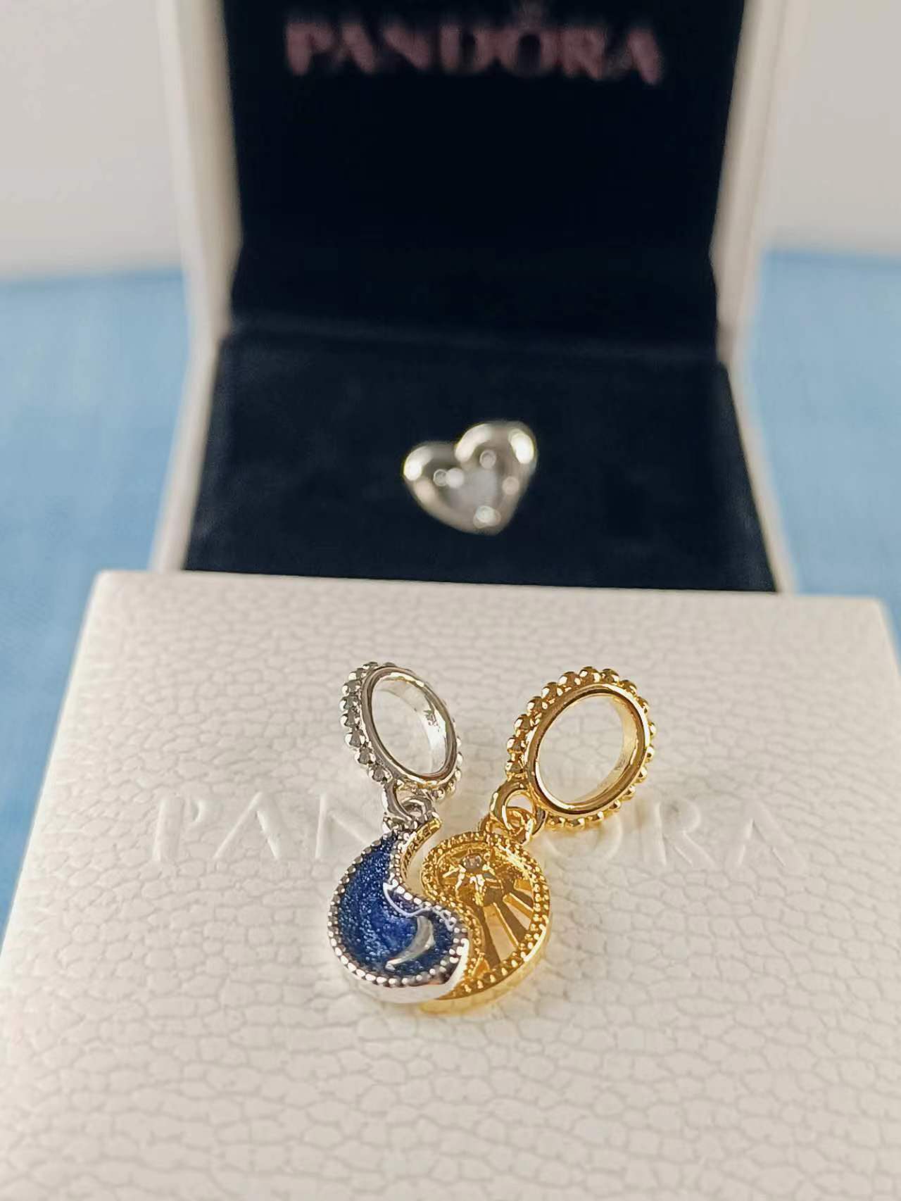 Two-tone Splittable Sun & Moon Dangle Charm