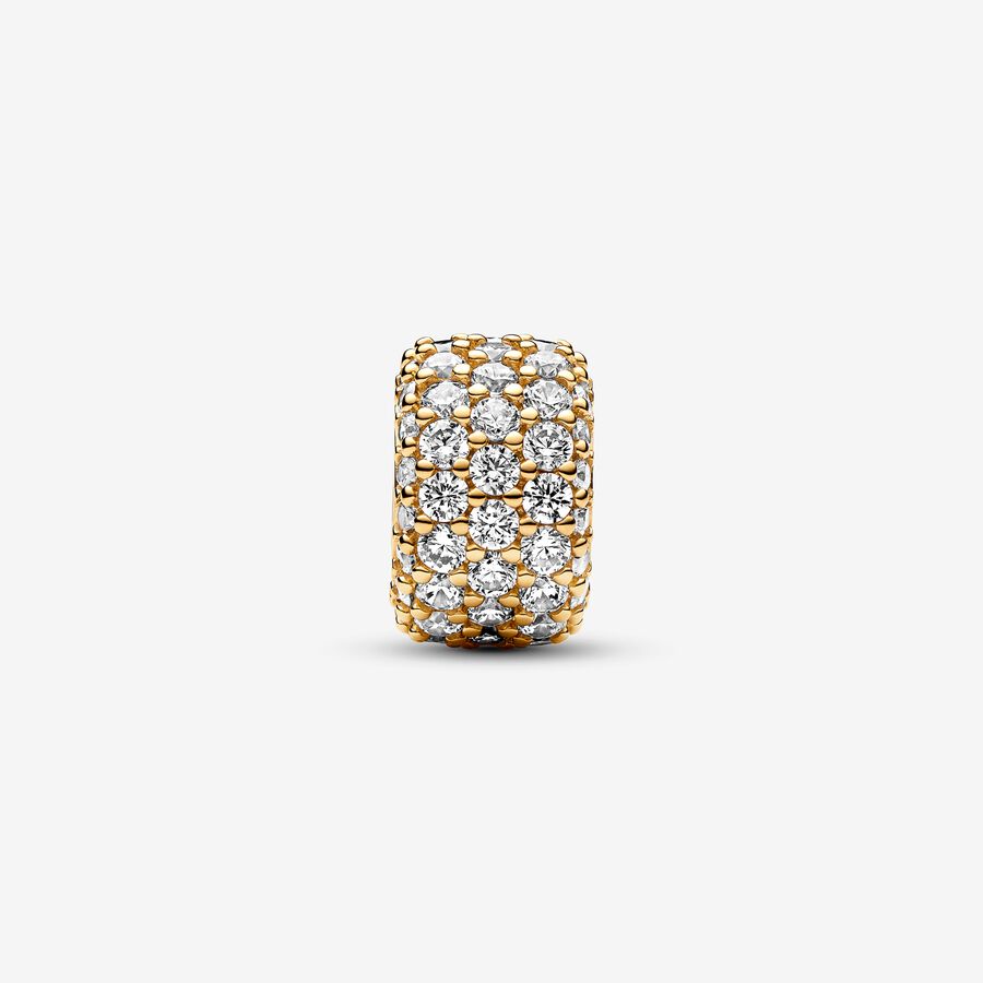 Sparkling Pavé Triple-row Charm Gold Plated