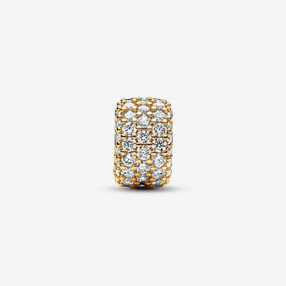 Sparkling Pavé Triple-row Charm Gold Plated