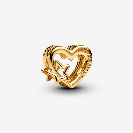 Openwork Family Heart & Star Charm