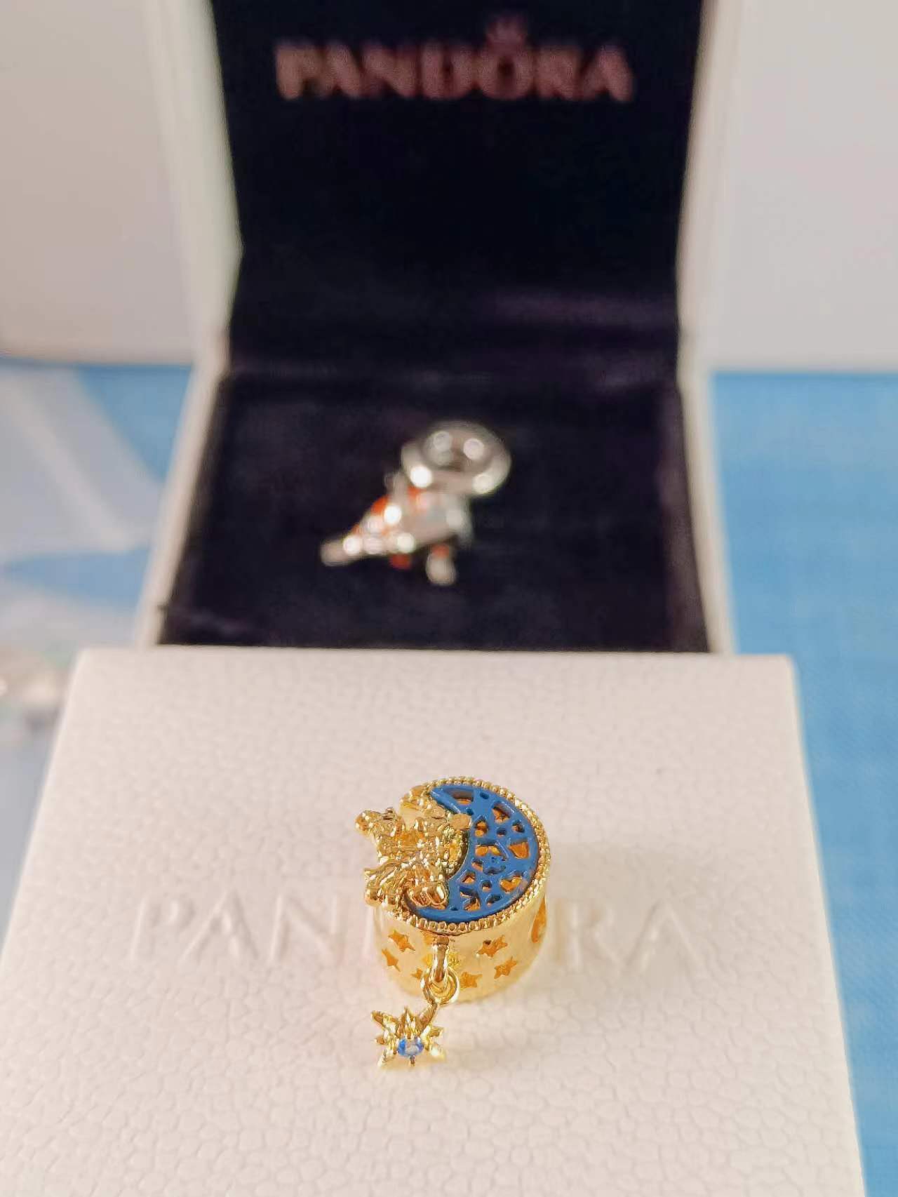 Mickey Mouse & Minnie Mouse Crescent Moon Charm