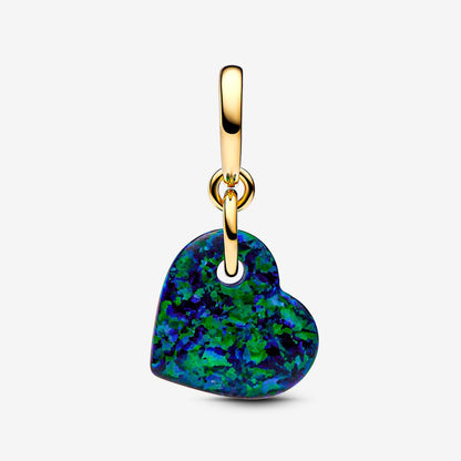 Opalescent Green Heart Dangle Charm