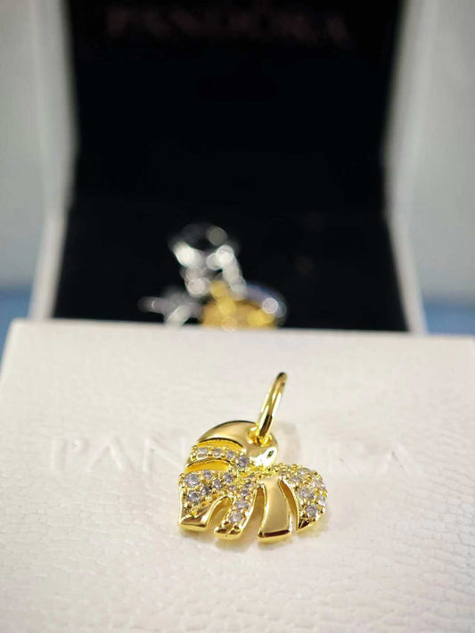 Sparkling Monstera Leaf Dangle Charm