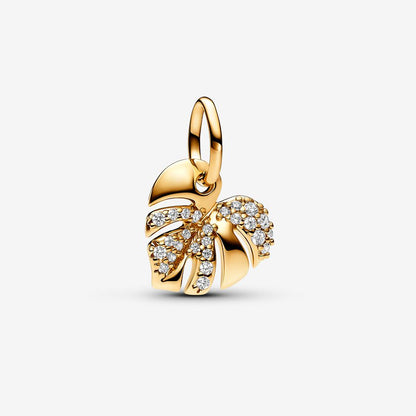 Sparkling Monstera Leaf Dangle Charm