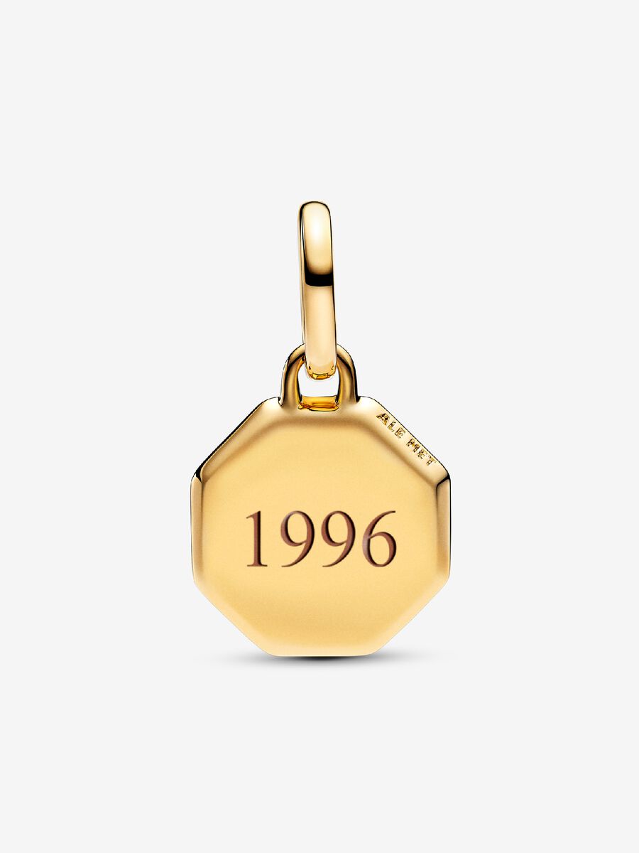 Blue Engravable Mini Medallion Charm Gold Plating