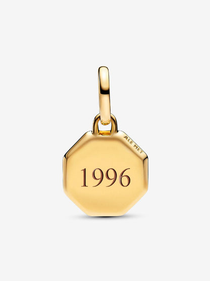 Blue Engravable Mini Medallion Charm Gold Plating