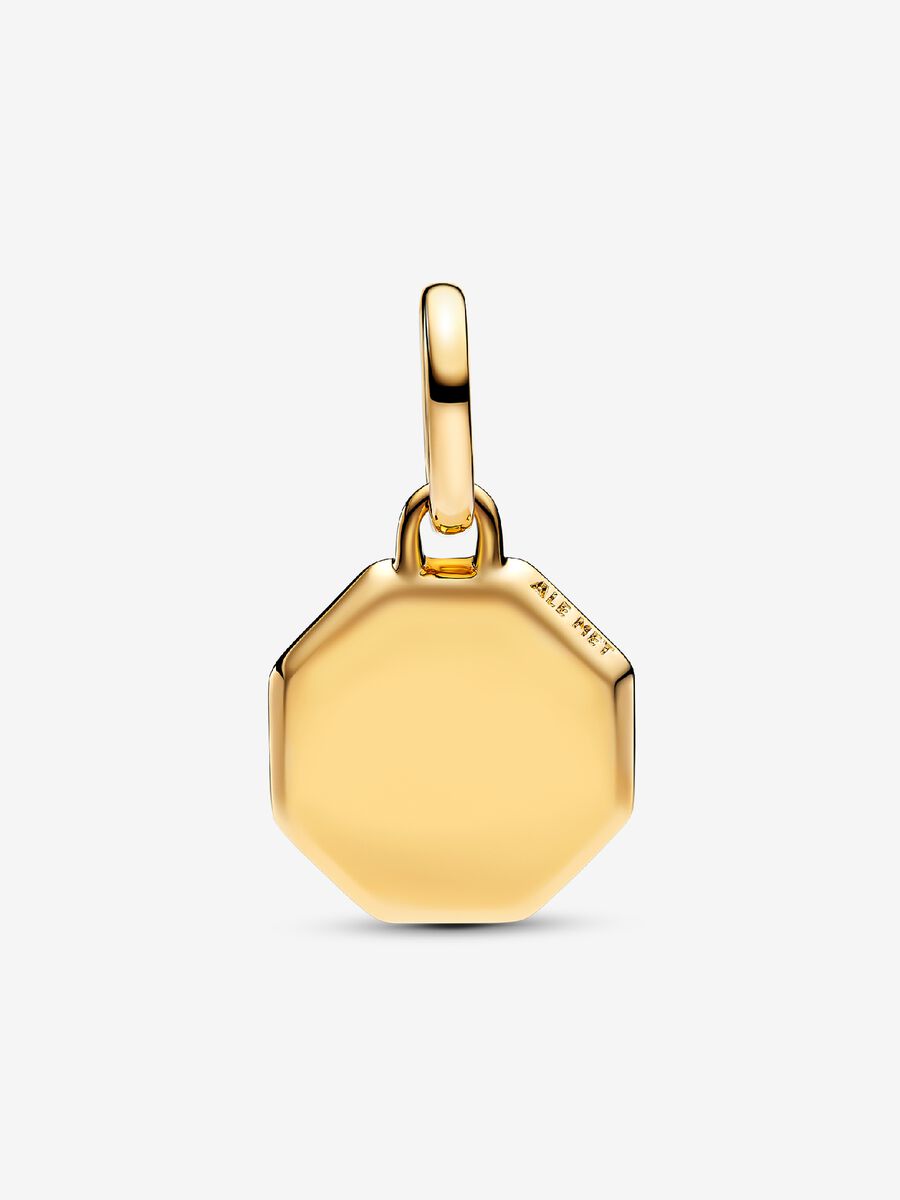 Blue Engravable Mini Medallion Charm Gold Plating
