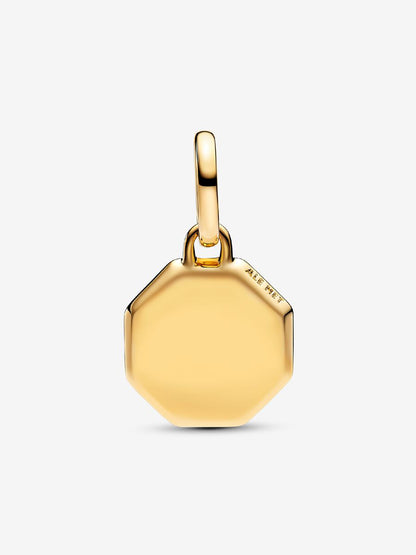 Blue Engravable Mini Medallion Charm Gold Plating