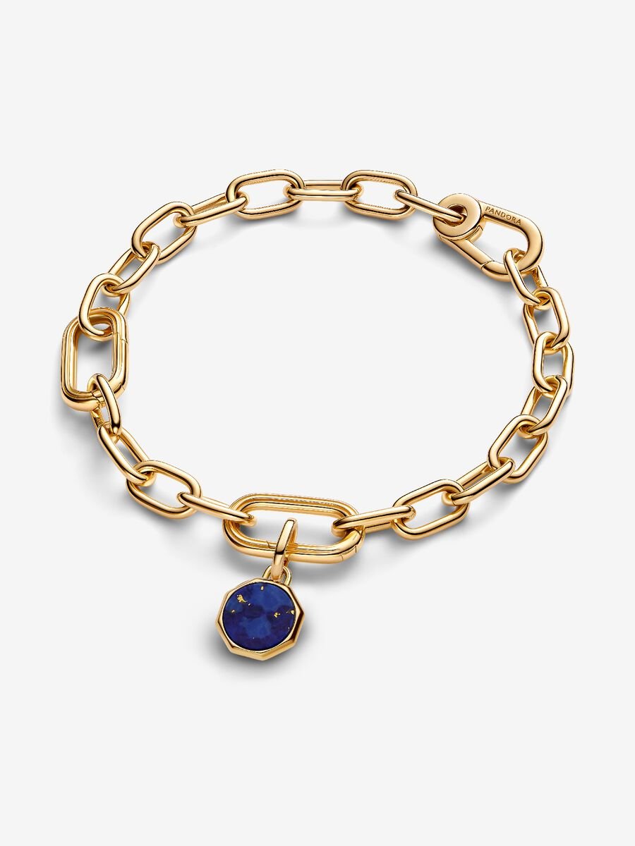 Blue Engravable Mini Medallion Charm Gold Plating