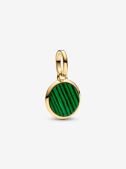 Green Engravable Mini Medallion Charm Gold Plating