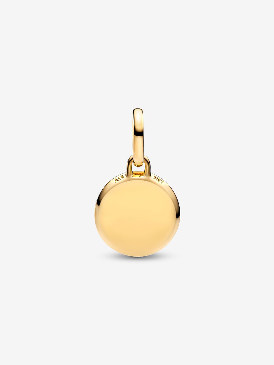 Green Engravable Mini Medallion Charm Gold Plating