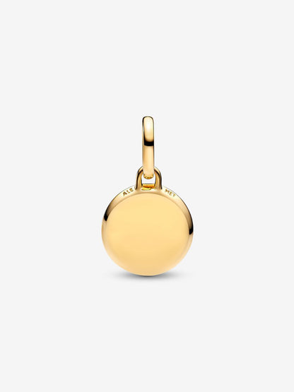 Green Engravable Mini Medallion Charm Gold Plating