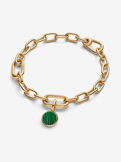 Green Engravable Mini Medallion Charm Gold Plating