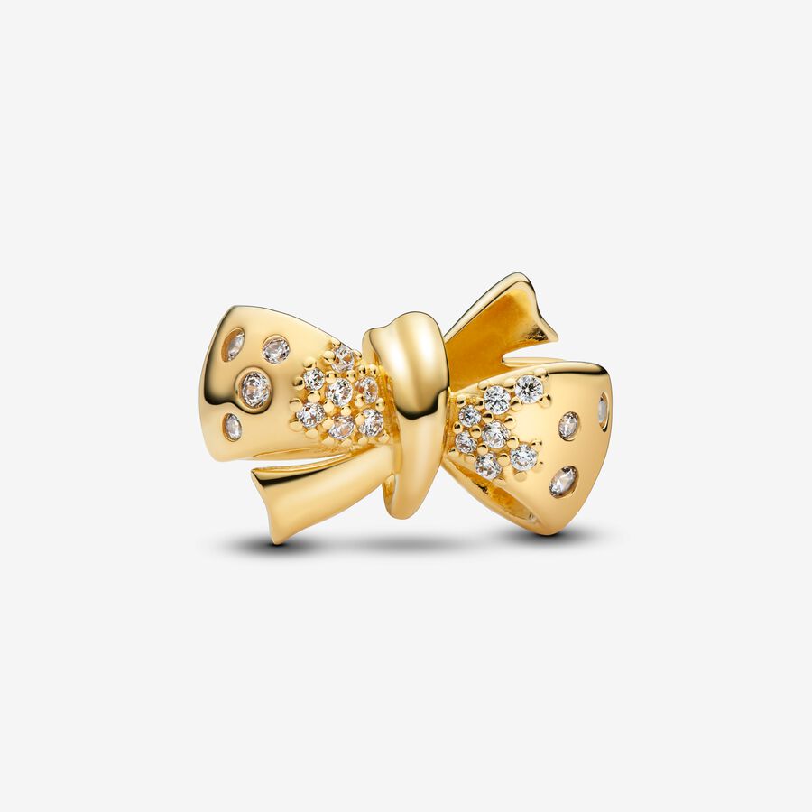 Gold-Plated Sparkling Bow Charm