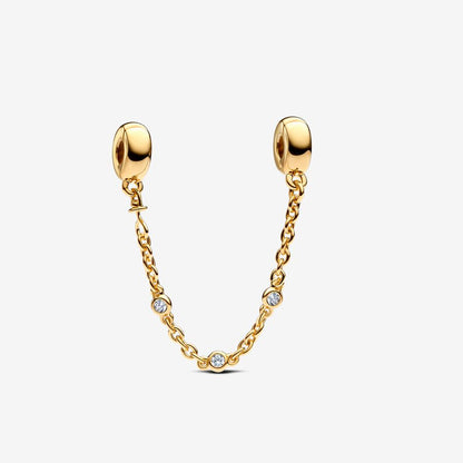 Gold-Plated Triple Clear Stone Safety Chain