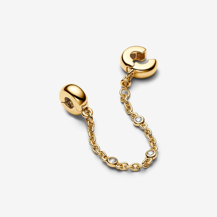 Gold-Plated Triple Clear Stone Safety Chain