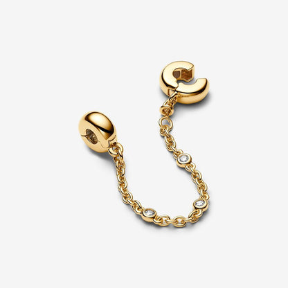 Gold-Plated Triple Clear Stone Safety Chain