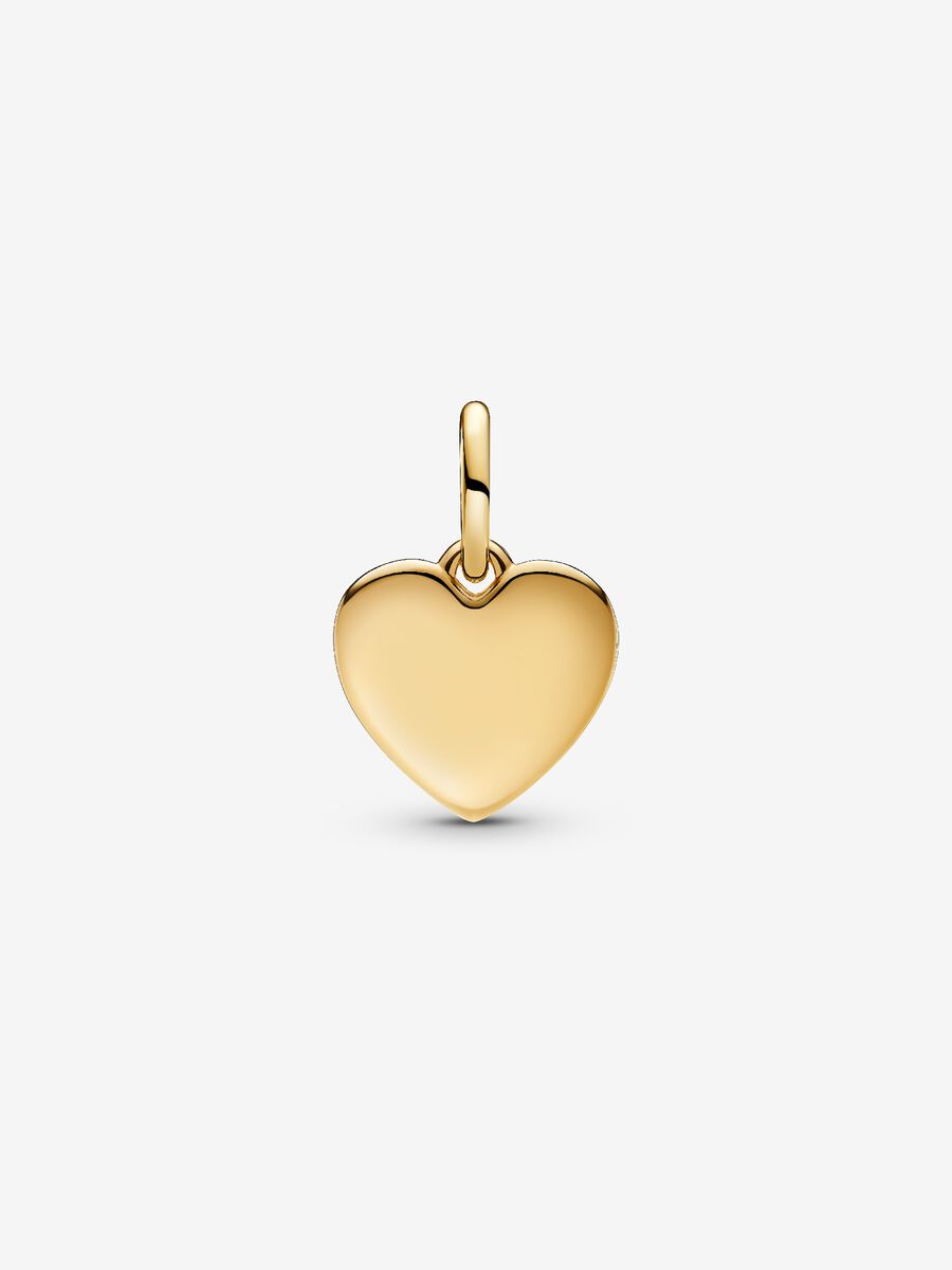 Engravable Love Heart Dangle Charm Gold Plating