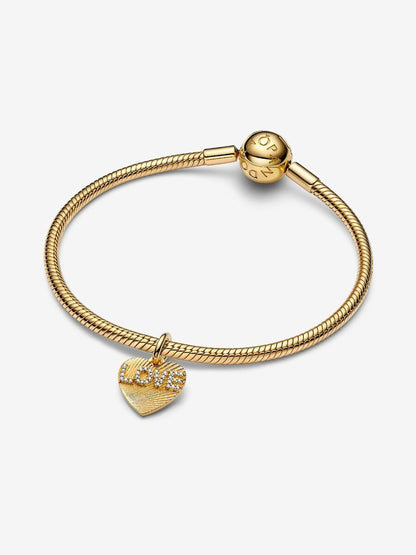 Engravable Love Heart Dangle Charm Gold Plating