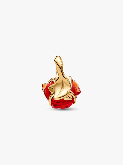 Disney Beauty and the Beast Enchanted Rose Dangle Charm Gold-Plated