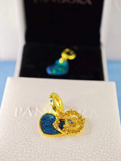 Disney Cinderella's Carriage & Heart Double Dangle Charm