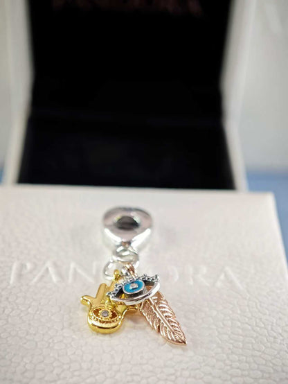 Hamsa Hand, Eye and Feather Dangle Charm