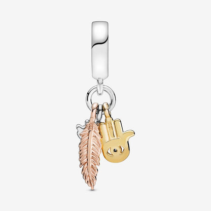 Hamsa Hand, Eye and Feather Dangle Charm